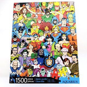 Aquarius DC Comics Collage 1500 Piece Jigsaw Puzzle Heroes Villains Etc 33" x 22